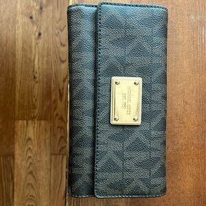 Michael Kors Black Wallet with Gold Logo